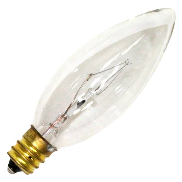 15 watt 130 volt B8 Candelabra Screw Base Clear