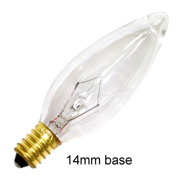 25 watt 120 volt B10 European Screw Base Clear