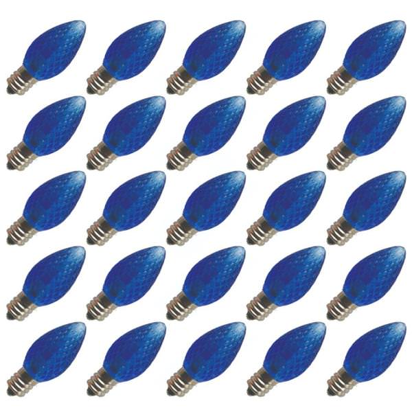 C7 Candelabra Screw Base Blue Faceted Non-Dimmable LED (25 pack)