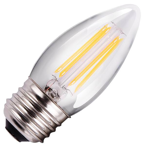 3.8 watt 120 volt B11 Medium Screw Base 2700K Warm White Clear Dimmable Filament LED