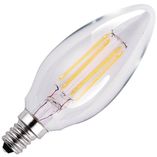 3.8 watt 120 volt B11 Candelabra Screw Base 2700K Warm White Clear Dimmable LED