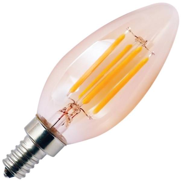 5.5 watt 120 volt B11 Candelabra Screw Base 2200K Amber Dimmable Filament LED