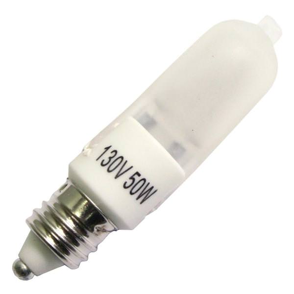 50 watt 130 volt T4 Miniature Candelabra Screw Base Frosted