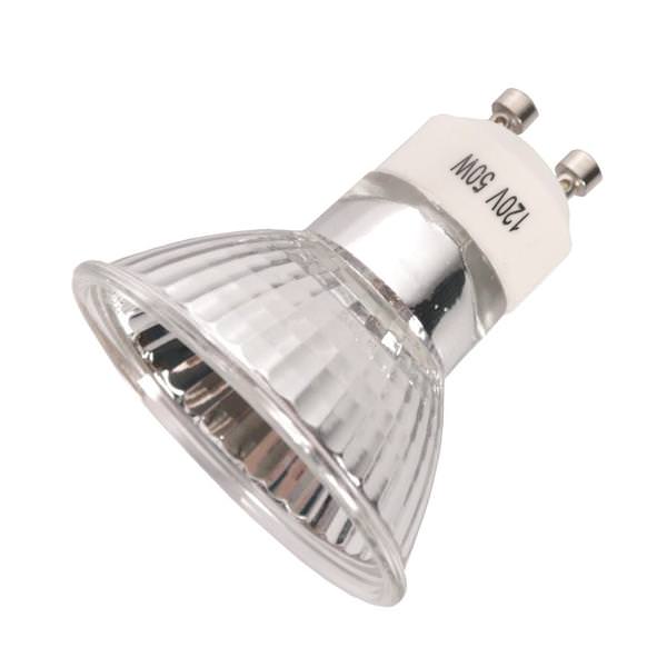 35 watt 120 volt MR16 Twist and Lock (GU10) Base Aluminum Flood Frosted Covered