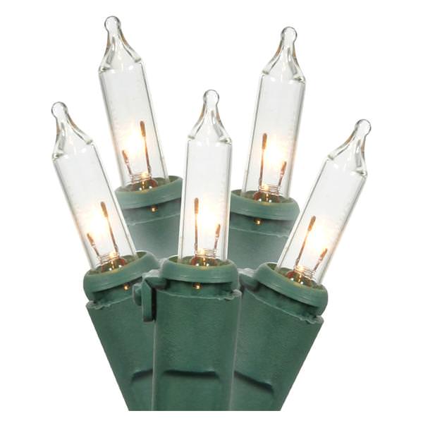 100 Light 22.75' Green Wire Clear Light String