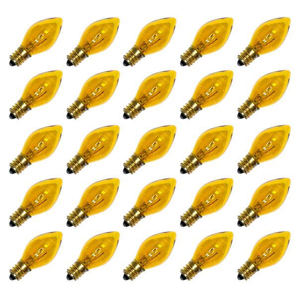 C7 130 volt Candelabra Screw Base Transparent Yellow (25 pack)