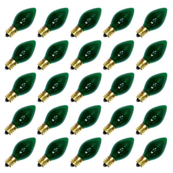 C7 Candelabra Screw Base Transparent Green Twinkle (25 pack)