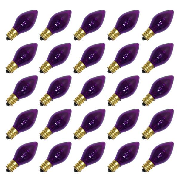 C7 Candelabra Screw Base Transparent Purple Twinkle (25 pack)