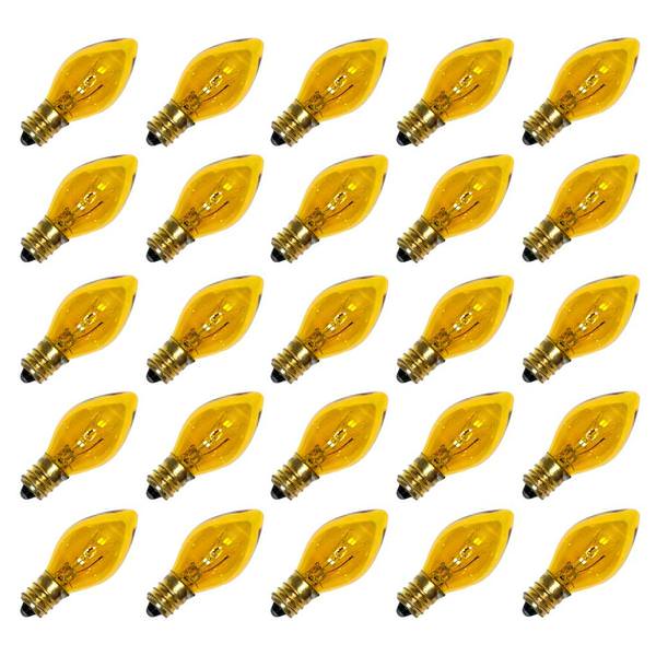 C7 Candelabra Screw Base Transparent Yellow Twinkle (25 pack)