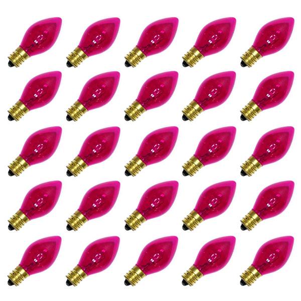 C7 Candelabra Screw Base Transparent Pink Twinkle (25 pack)