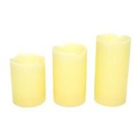 Gerson 4, 5 & 6" Wavy Edge Ivory Battery Operated LED Wax Candle Light (Set of Three)