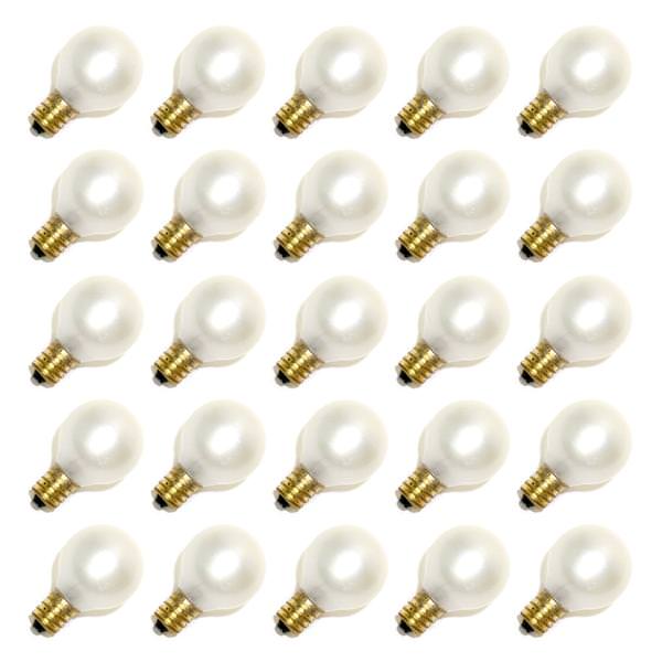 5 watt 130 volt G30 Candelabra Screw Base Pearl White (25 pack)