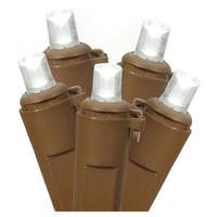 Vickerman 70 Light 9' Brown Wire Pure White Wide Angle LED Icicle Light String with 3.5" Spacing