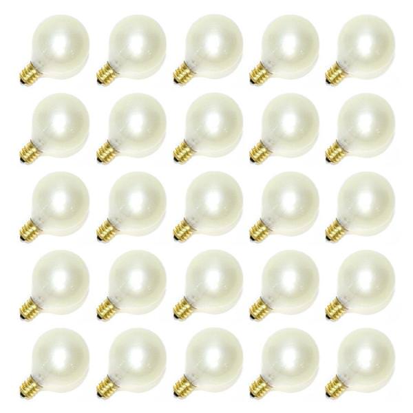 G40 Candelabra Screw Base Pearl White (25 pack)