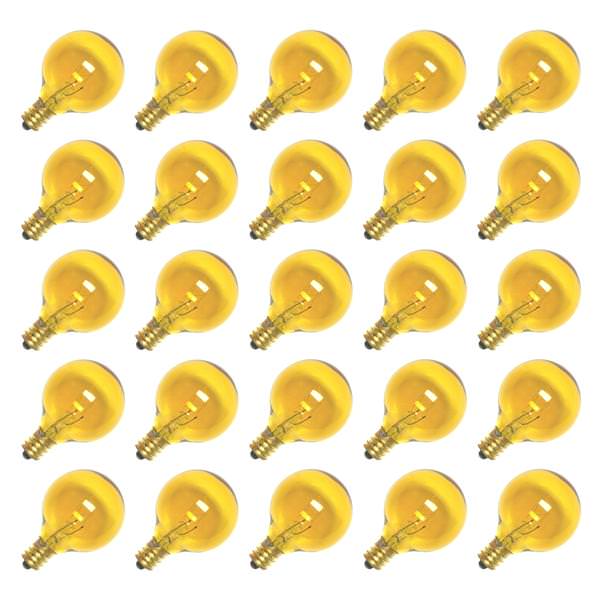 G40 Candelabra Screw Base Transparent Yellow (25 pack)