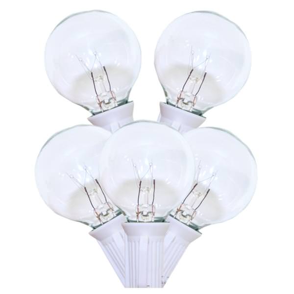25' 25 Light White Wire G40 Clear String