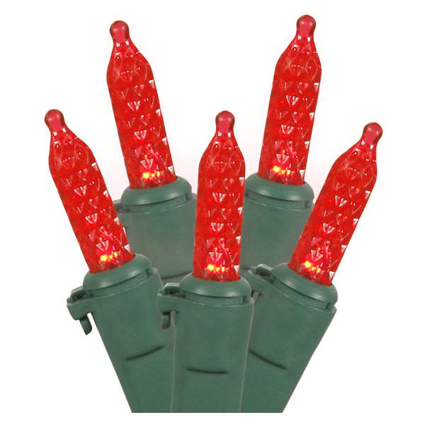 70 Light 35' Green Wire Red LED Miniature String with 6" Spacing