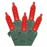 Vickerman 70 Light 35' Green Wire Red LED Miniature String with 6" Spacing