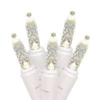 View 70 Light 9' White Wire Pure White LED Icicle Light String with 3.5" Spacing