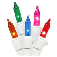 Home and Room 15' 300 Light White Wire Multi-Color Miniature String with 3.5" Drop Spacing