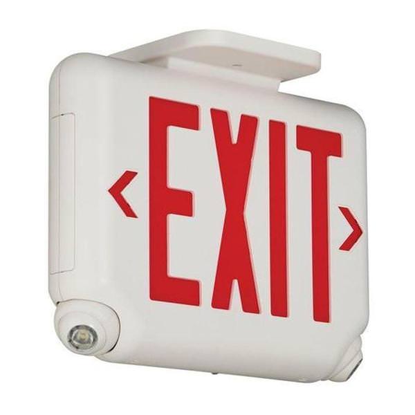 1.65-2.42 watt 120/277 volt LED White / Red Letters Combination Exit Light
