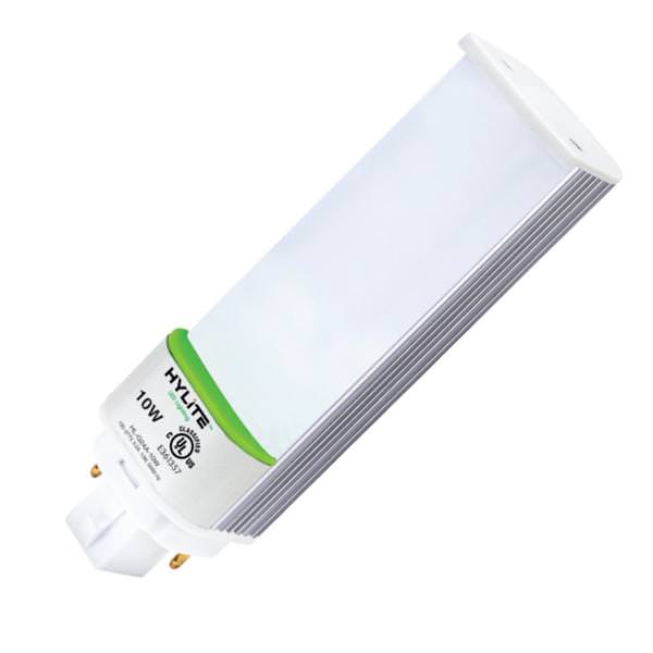 10 watt 100/277 volt PL 4-Pin Base 3500K Neutral White Vibration Resistant Frosted LED