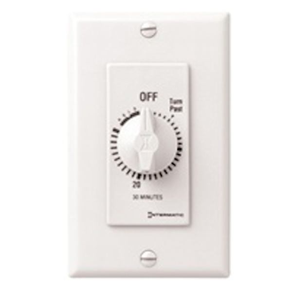 30 Minute 125-277 volt SPST White Mechanical Timer (with Hold for Continuous Duty)