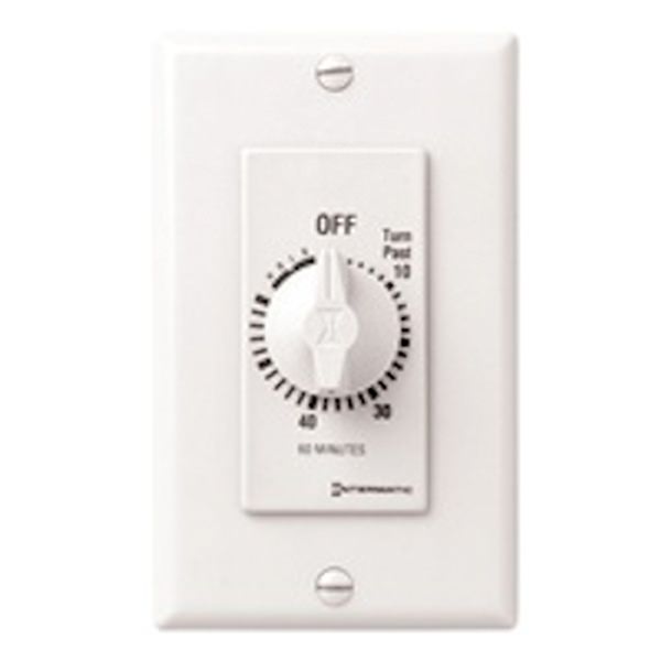 60 Minute 125-277 volt SPST White Mechanical Timer (with Hold for Continuous Duty)