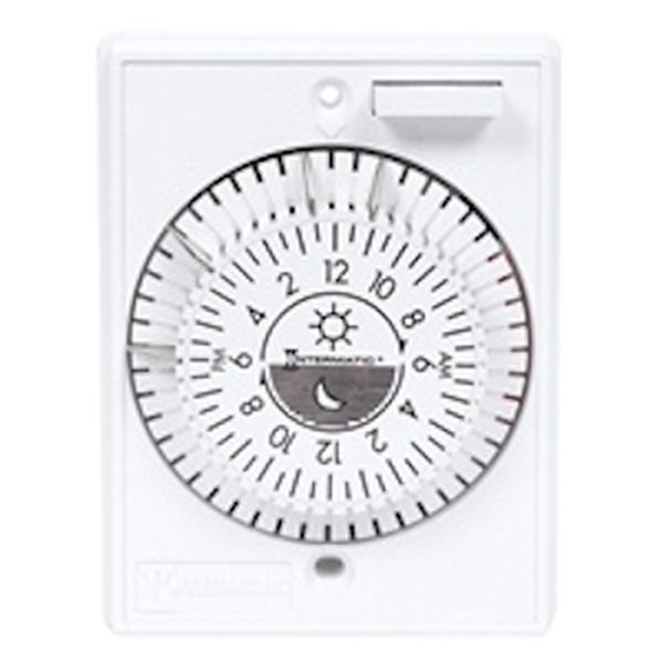 120 volt Stonedust White Single Gang Mechanical Heavy Duty Timer with Removable Trippers