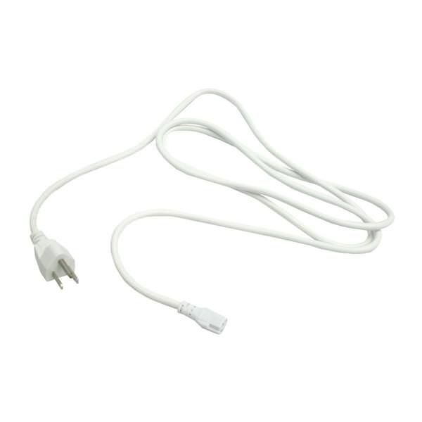 6' White Grounded Fixture Power Cord