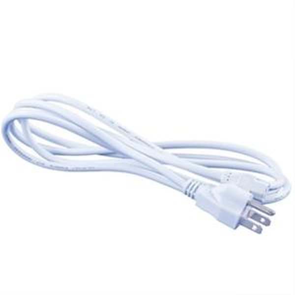 White 8' 3-wire Power Cord and Plug for Jesco Under-cabinet Fixtures