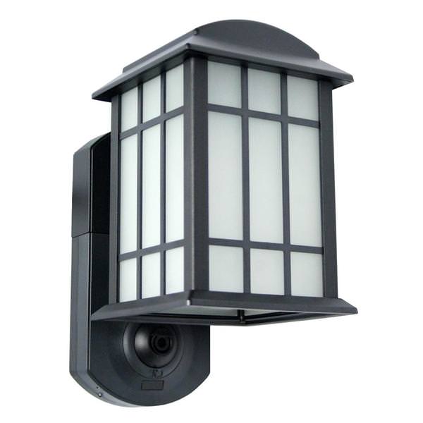 1 Light (Medium Screw Base) 11.1" Smart Home Security Lantern Black with Frosted Glass Wall Light Fixture 