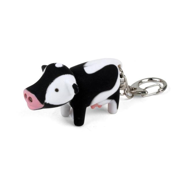 Cow Rubber Coated LED Light Keychain