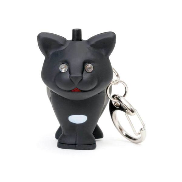 Cat Rubber Coated LED Light Keychain