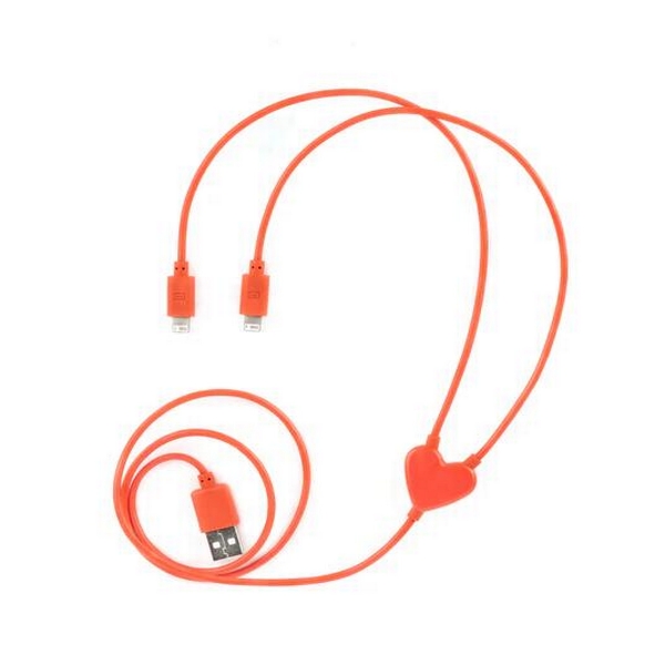 7.28"  Dual Heart iPhone Charging Cable