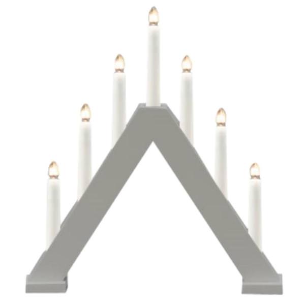 13.4" x 12.2" 7 Light Electric Matte Grey Wood Judith Incandescent Swedish Candelabra / Candlestick