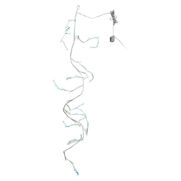 6' Artificial White Wire 60 Lights Battery Operated LED Lighted Garland (Convertible to Electric with Included Adapter)