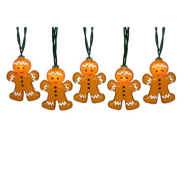 10 Light Green Wire Gingerbread Man String Set
