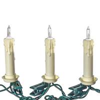 Kurt S. Adler 10 Lighted Candle Clips Green Wire String Set