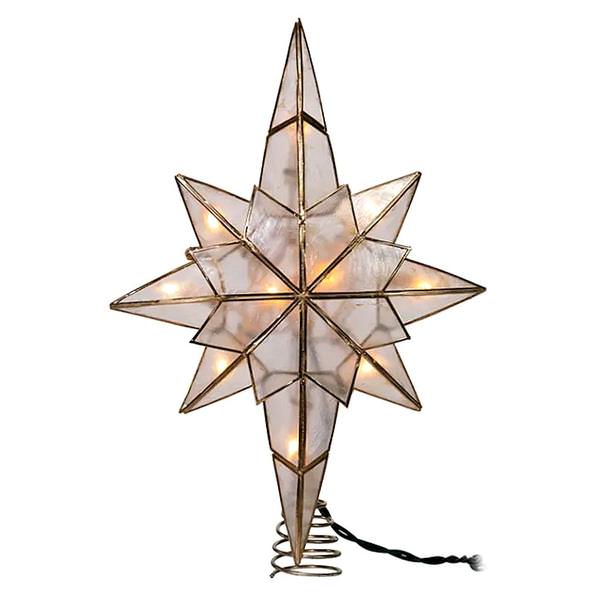 10 Light 11.5" Clear Capiz Star Of Bethlehem Christmas Tree Topper