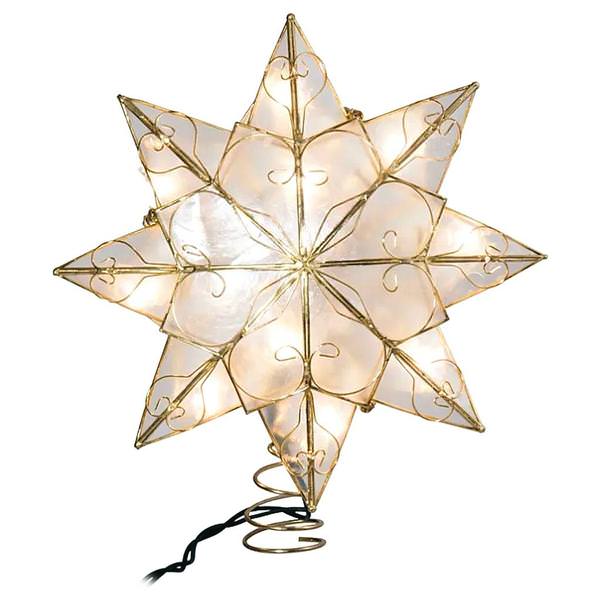 10 Light 9" Gold Capiz Star Christmas Tree Topper
