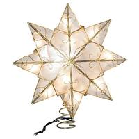 Kurt S. Adler 10 Light 9" Gold Capiz Star Christmas Tree Topper