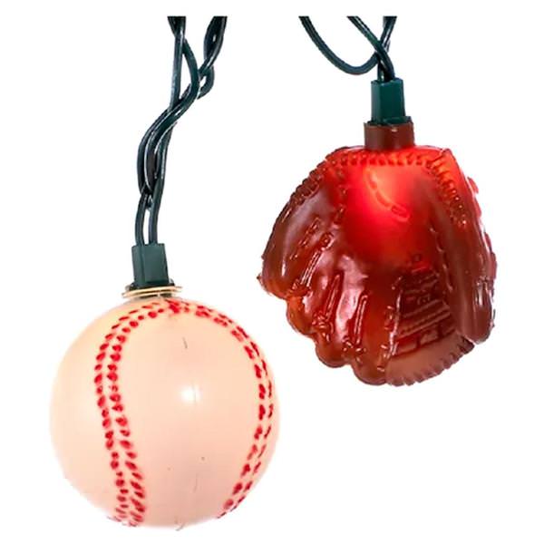 10 Light Green Wire Baseball and Glove String Set