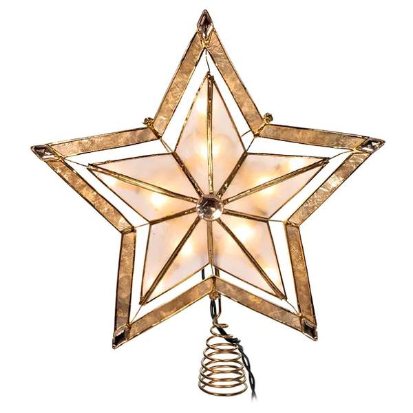 10 Light 10" Capiz Star Christmas Tree Topper