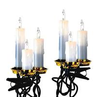 Kurt S. Adler 15 Light 12' Green Wire "Triple Candle in Gold Dish" String Set