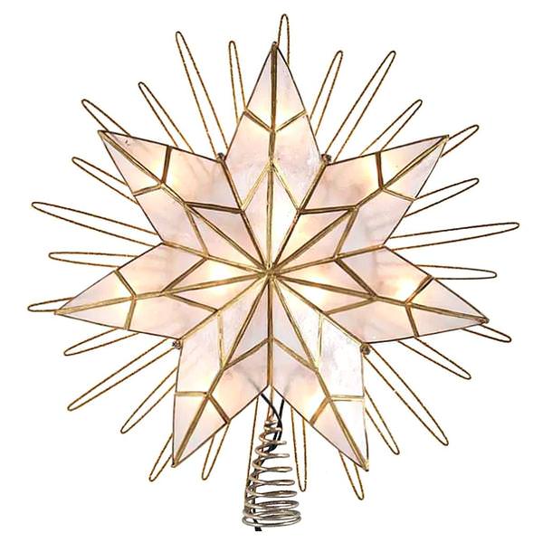 10 Light 14" Capiz Star Christmas Tree Topper