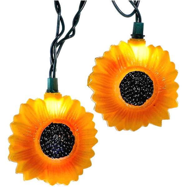 10 Light 12' Green Wire Sunflower String Set