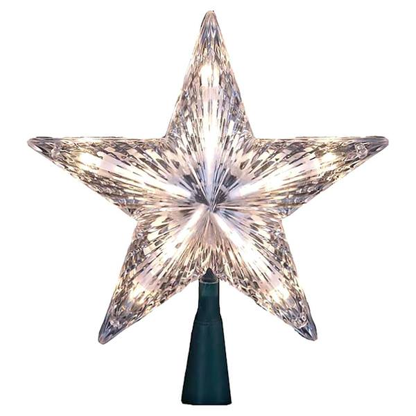 10 Light 7" Clear Star Christmas Tree Topper