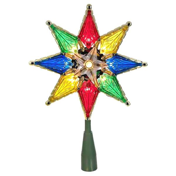 10 Light 8" Multi-Color 8 Point Star Christmas Tree Topper