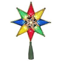 View 10 Light 8" Multi-Color 8 Point Star Christmas Tree Topper